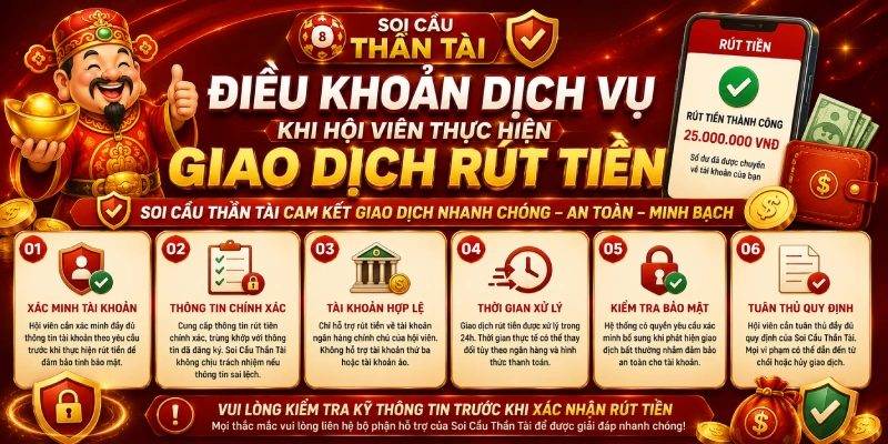 Điều khoản dịch vụ khi hội viên thực hiện giao dịch rút tiền